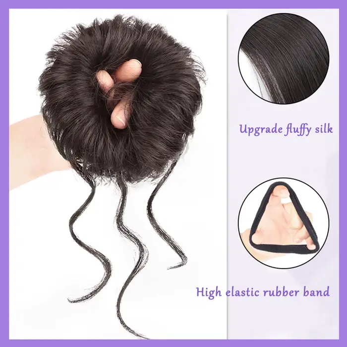 LM-Chignon synthétique désordonné pour femme, bande de cheveux bouclés, chouchou élastique, faux mor