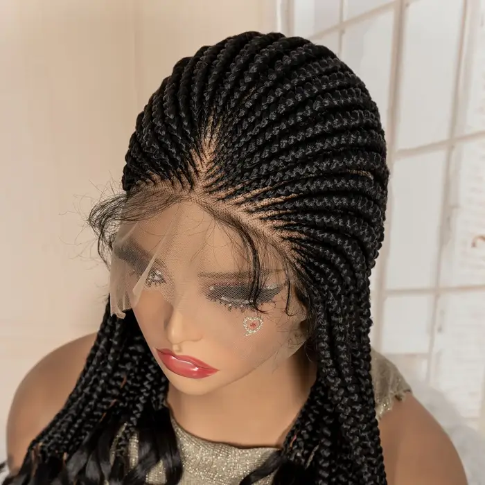 Perruques tressées africaines synthétiques pleine dentelle pour femmes noires 18 pouces perruques tr