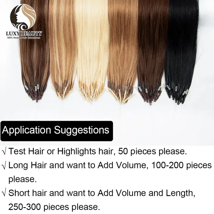 8D Micro perle Extensions de cheveux humains Silicone Nano anneau Extension