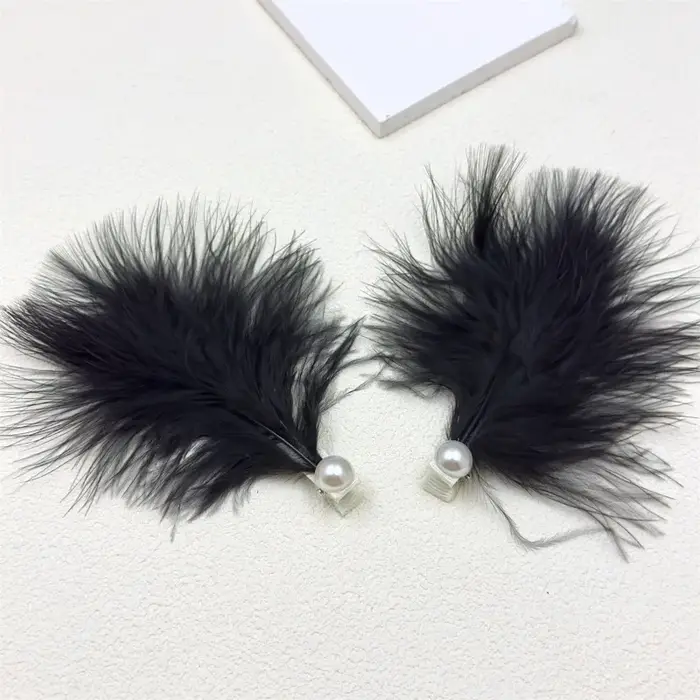 Pinces à cheveux gothiques en plumes Y2K, pinces à franges latérales punk avec perles, accessoires d