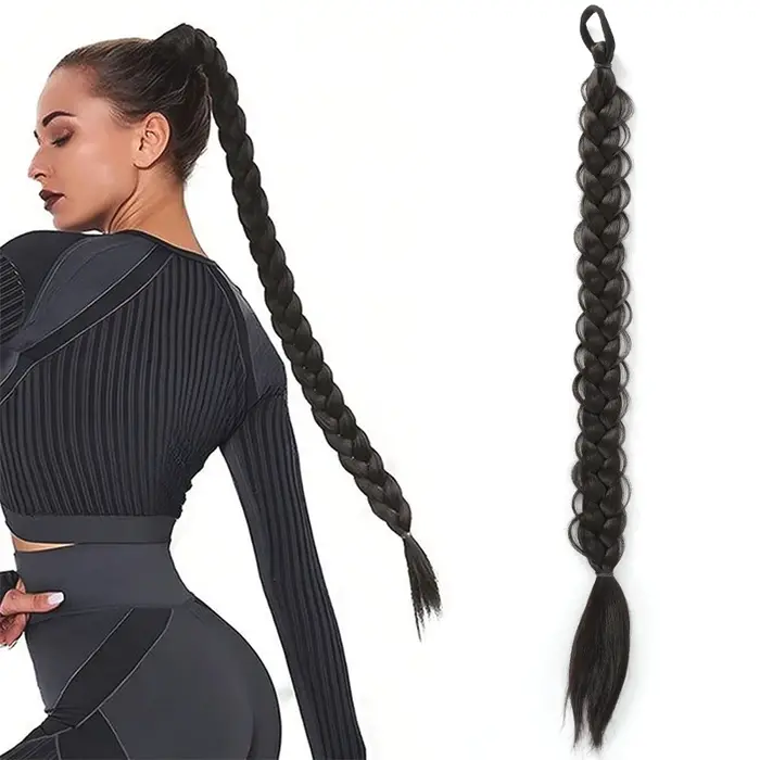 LUPU tressé longues Extensions de queue de cheval avec bande élastique cheveux fibres synthétiques 2