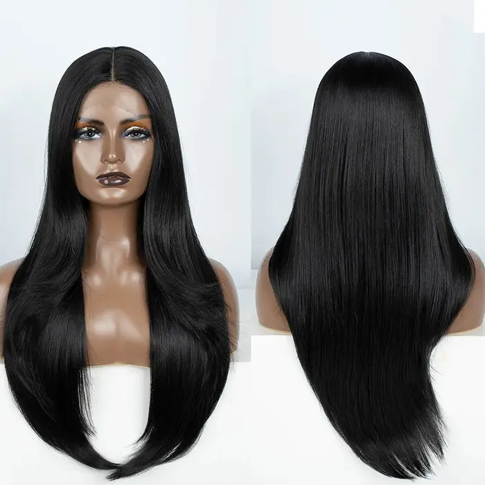 Perruque Lace Front Wig synthétique sans colle, 28 pouces, perruque Lace Front Wig, perruque Layered