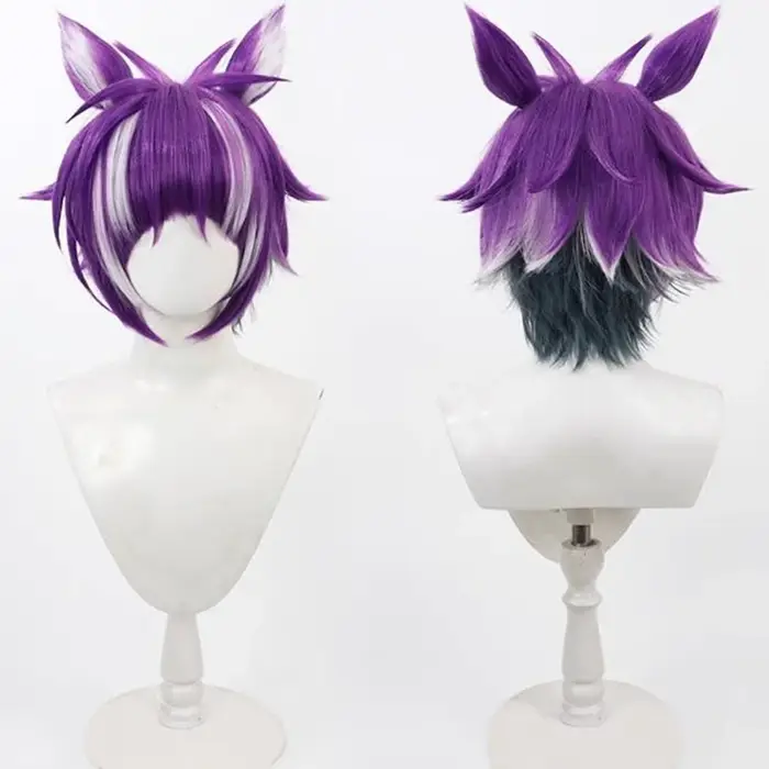 Perruque torsadée du pays des merveilles Cheshire Cat, perruque violette pour cosplay, anime, fête d'halloween