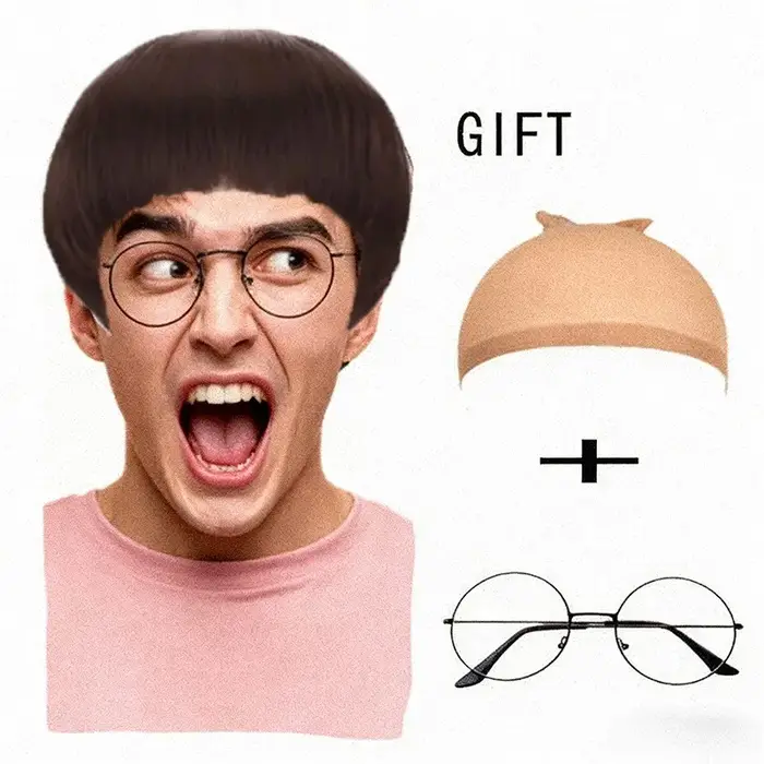 Perruque de cosplay courte marron pour hommes