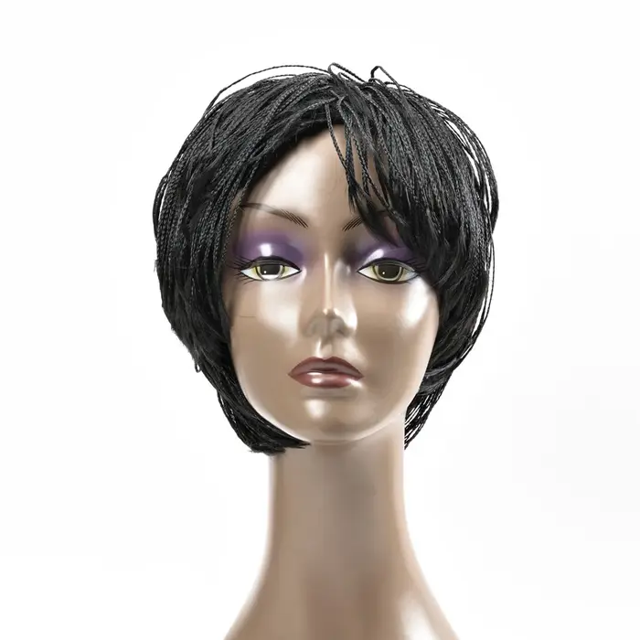 Perruque tressée en boîte de Crochet pour femmes noires, cheveux africains synthétiques coupe Pixie,