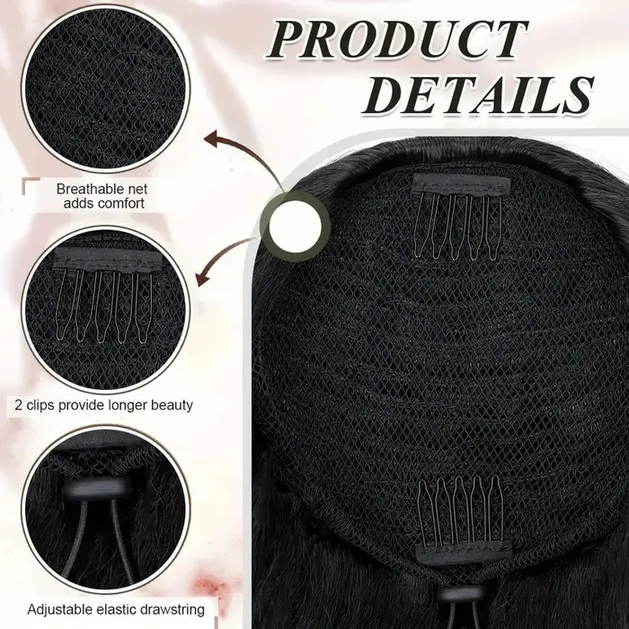 Extension de queue de cheval bouclée synthétique Yaki Bergame pour femme