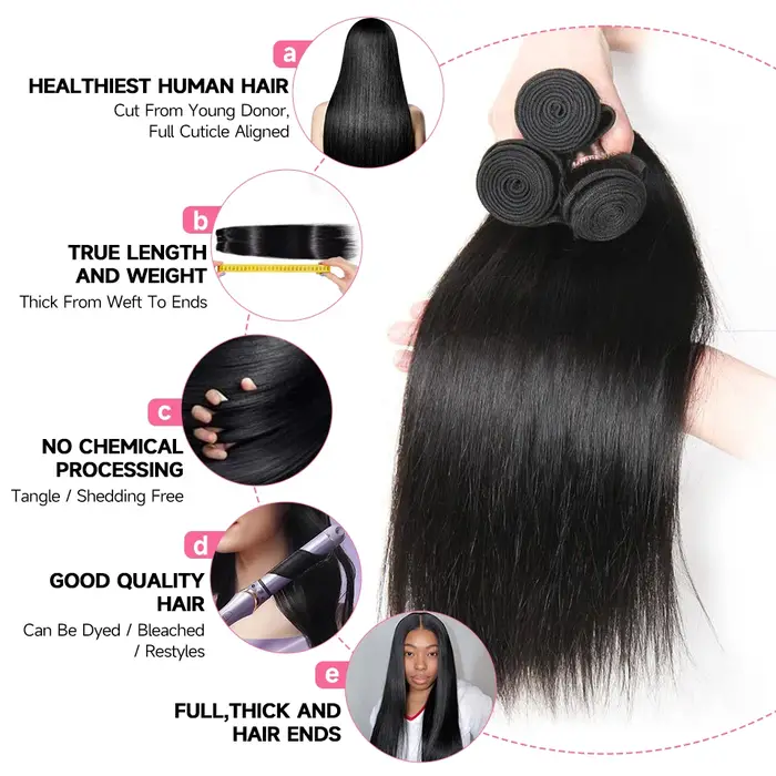 Mèches malaisiennes 3/4 naturelles Remy-ALI GRACE Hair
