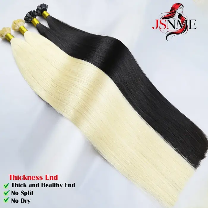 JSNME haute qualité pointe plate Extensions de cheveux kératine naturel vraiment Extension