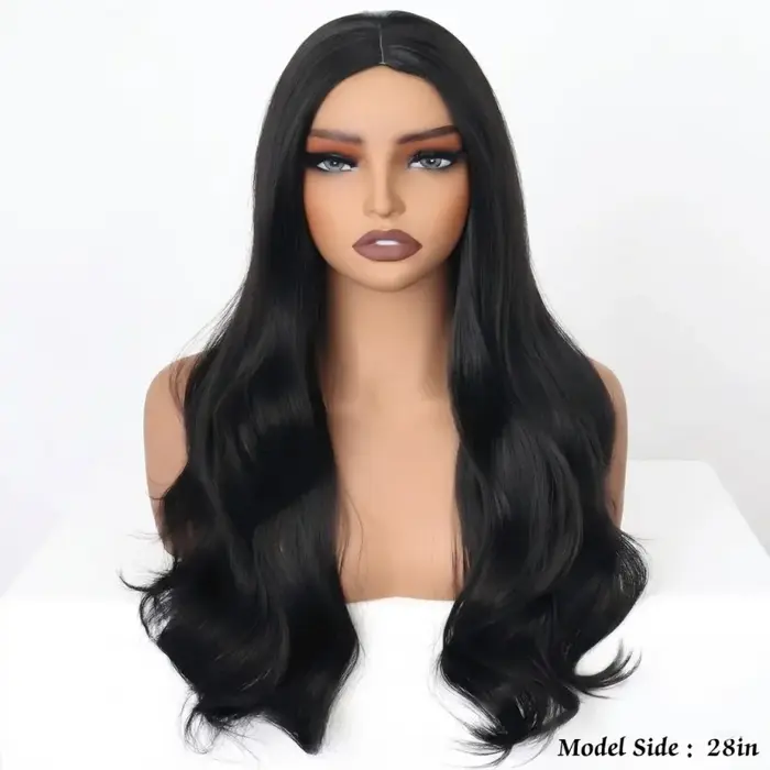 Perruque synthétique longue bouclée noire pour femme
