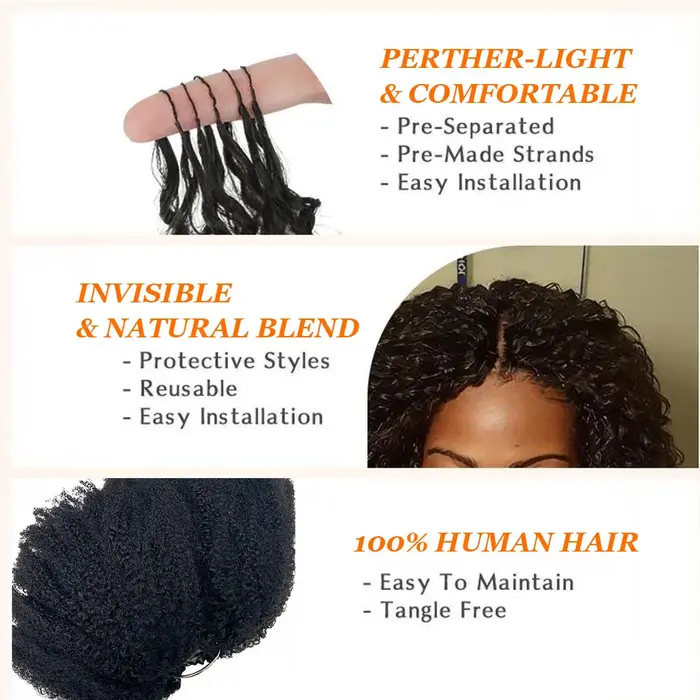 Extensions de cheveux au crochet Afro Kinky Curly Feather pour femmes