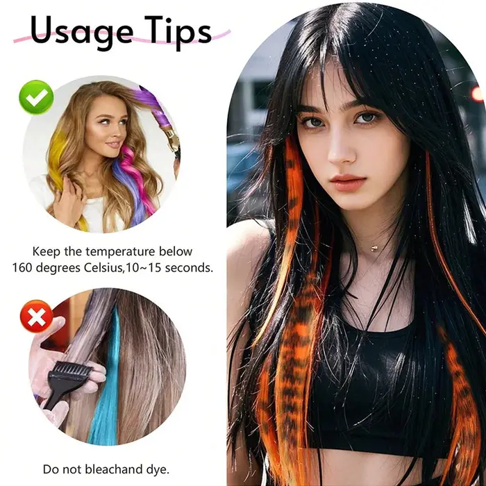 Extensions de cheveux à clipser imprimées à rayures