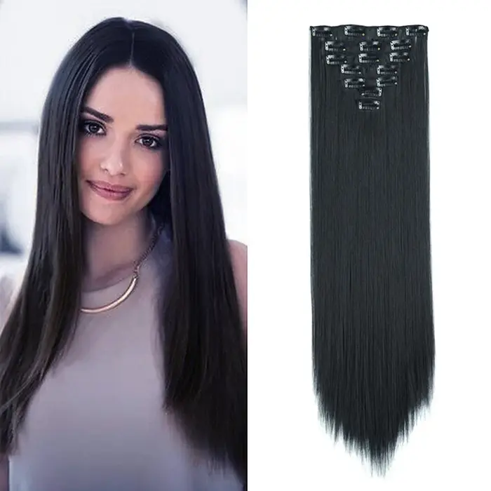 Extensions de cheveux synthétiques à clipser pour femmes et filles