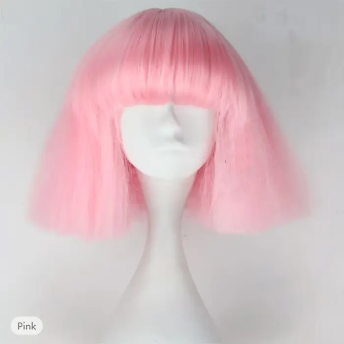 HAIRJOY Lady Gaga Cosplay perruques droite Bob court brun foncé argent gris blond