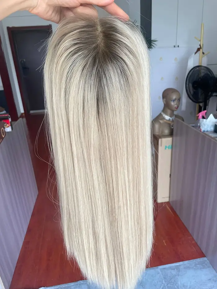 Perruques en dentelle frontale transparente de haute qualité en cheveux humains, couleur blonde cend