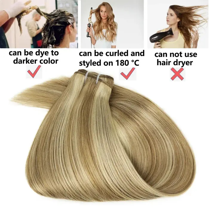 Extensions de cheveux à trame double cousue