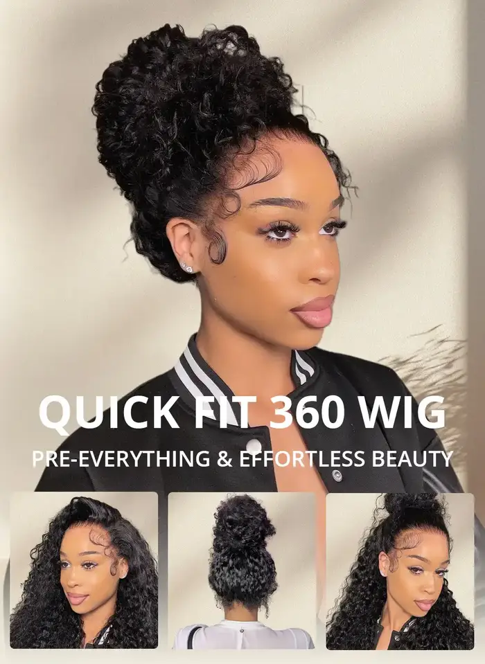 Perruque Cheveux Humains Bouclés Effet Vague d'Eau 18-36 pouces
