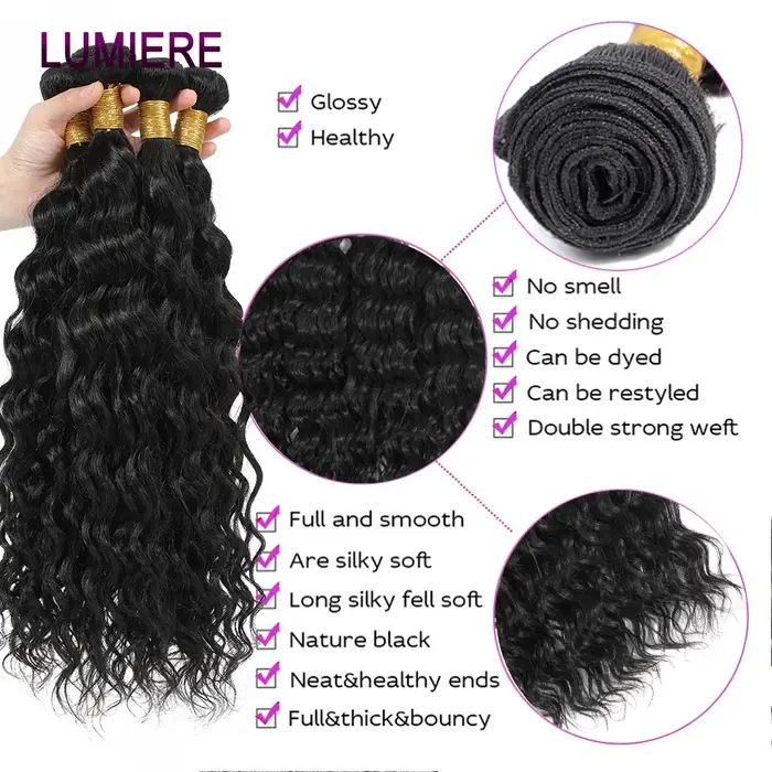 Bundles brésiliens de tissage de cheveux humains de vague profonde d'eau