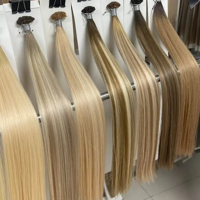Extensions de cheveux humains à pointe plate en kératine