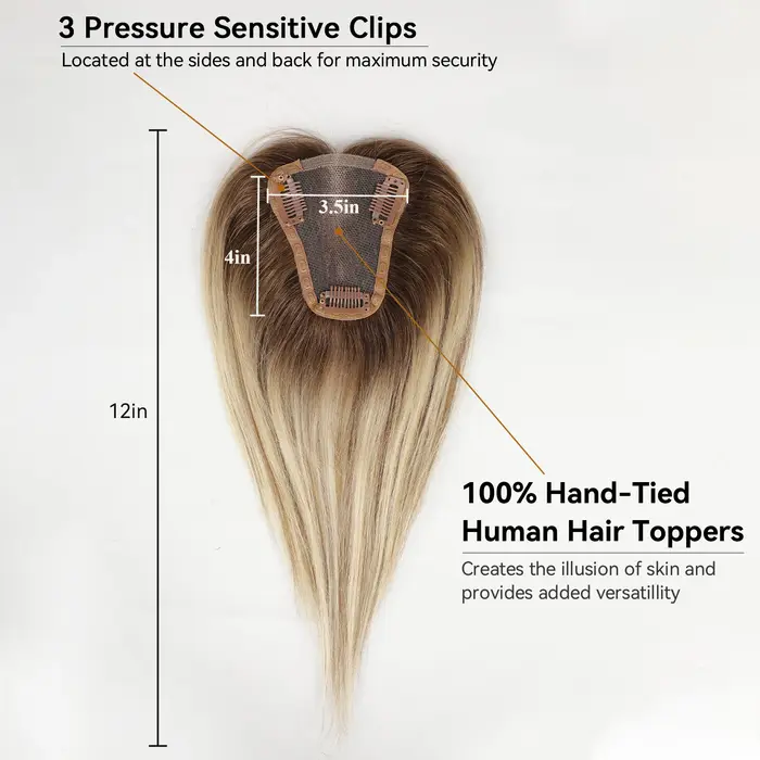 Femmes cheveux humains Toppers partie centrale Ombre brun clair blond toupet humain pièces de cheveu