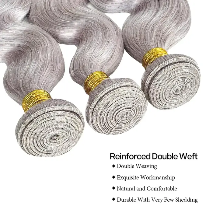 Tissage en lot 100% naturel Body Wave gris argenté