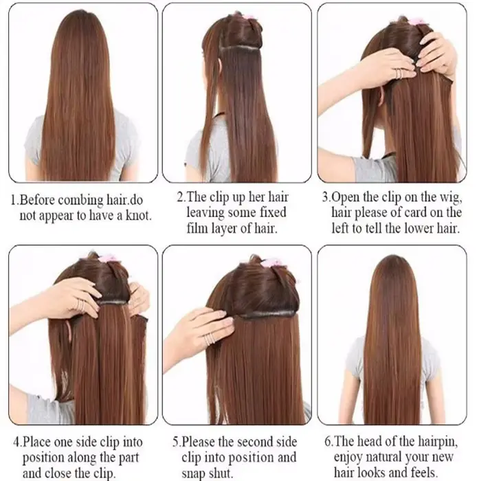 Extension capillaire synthétique épaisse à 5 Clips, postiche longue et lisse, 16 pouces, 20 pouces,