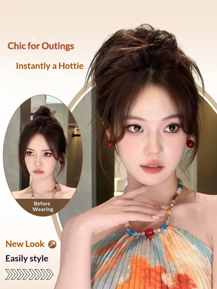 Nouvelle Postiche Synthétique Chignon Effet Désordonné