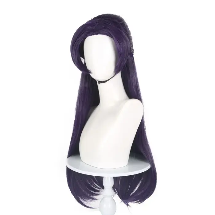 Perruque Jinshi Anime longue perruque droite violette pour hommes Halloween Cosplay tenue de Cosplay