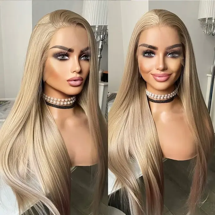 Perruque Lace Front Wig synthétique lisse et longue 13x4