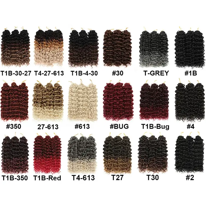Extensions capillaires synthétiques bouclées de 14 pouces pour femmes, tresses ombrées brunes et blondes, Deep Wave, au Crochet, Passion Twist