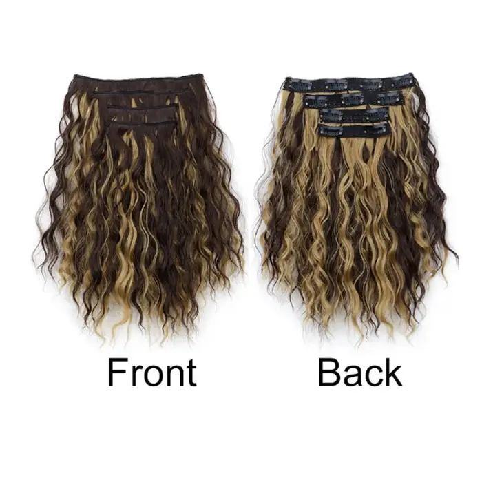 Ensemble d'extensions de cheveux synthétiques à clipser pour femmes et filles