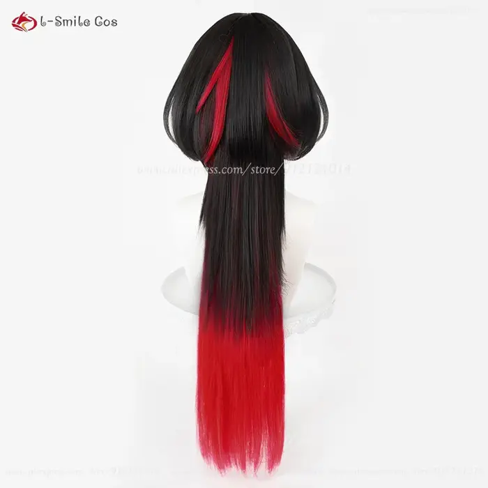 Jane Doe Cosplay perruque 70 cm noir rouge