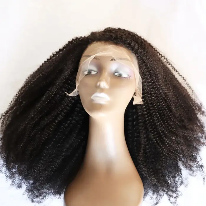 Aliexpress 4C Afro crépus bouclés vierge Remy cheveux humains dentelle frontale fermeture perruque #
