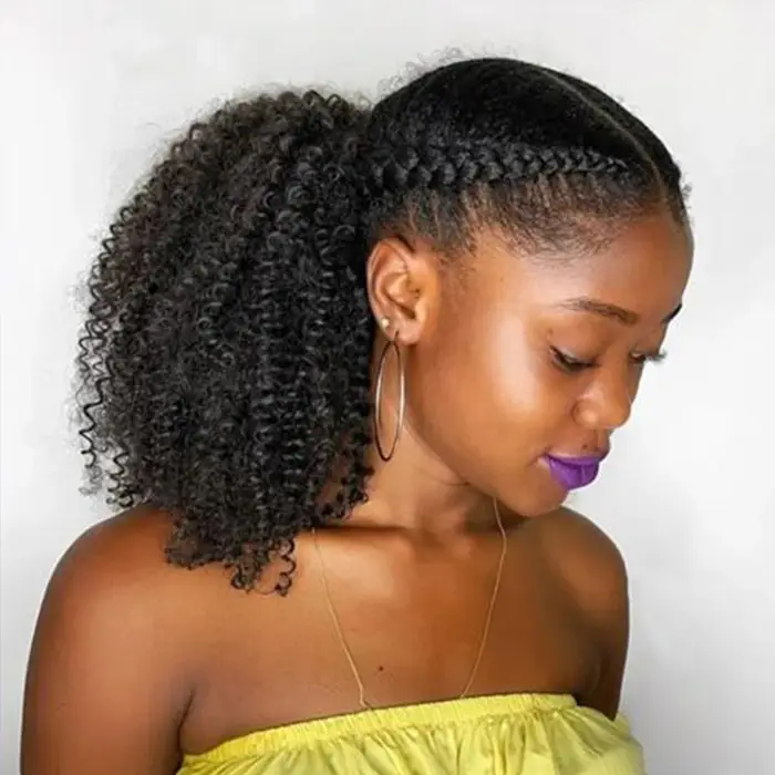 4B/4C cheveux humains queue de cheval cordon Afro crépus bouclés Remy Extensions 10-24 pouces Installation à clipser