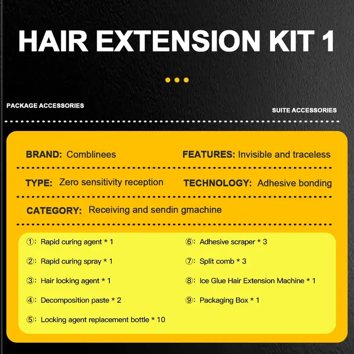 Comblinees P1 Kit d'extension de cheveux de Salon professionnel Gel de colle glacée liaison rapide sans lumière UV