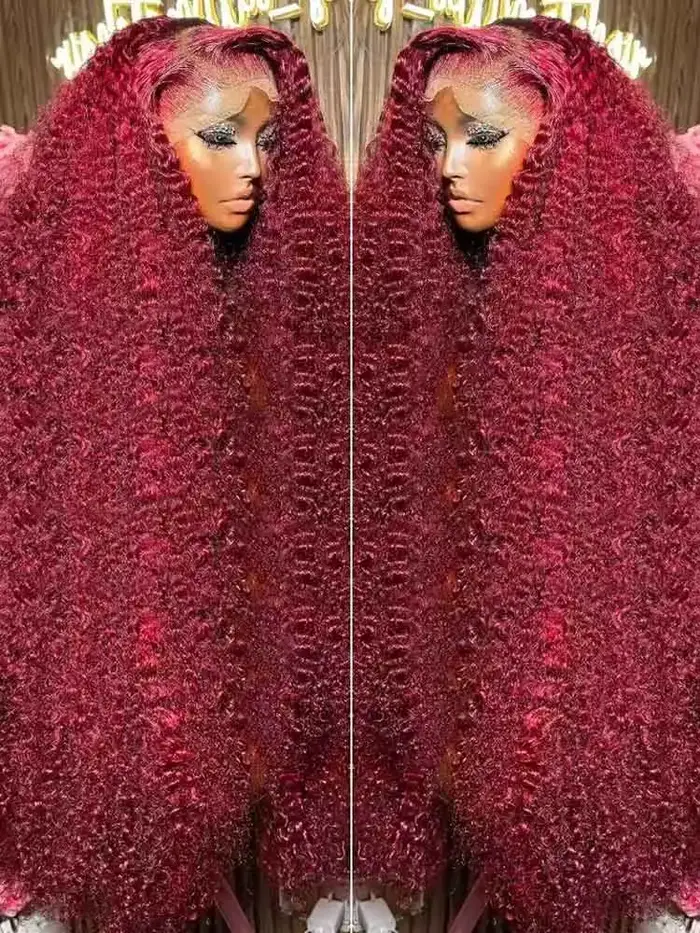 99J bordeaux 250 densité 13x4 HD dentelle avant perruques cheveux humains vin rouge 30 pouces vague 