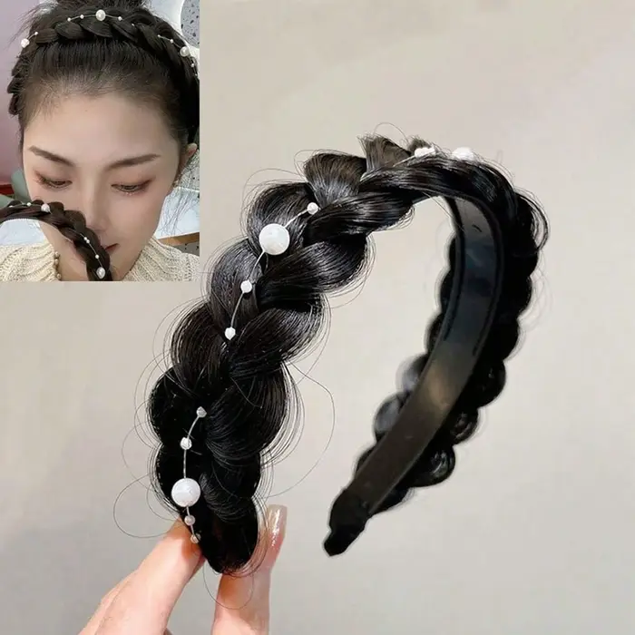 Perruque tressée en arête de poisson antidérapante, 1 pièce, bandeau une pièce, accessoires pour che