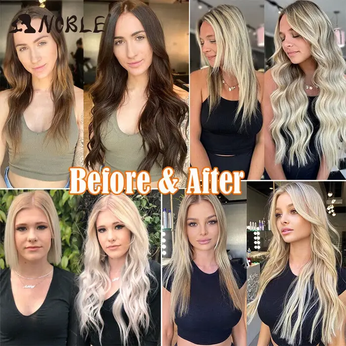 Noble cheveux synthétiques pince Extensions