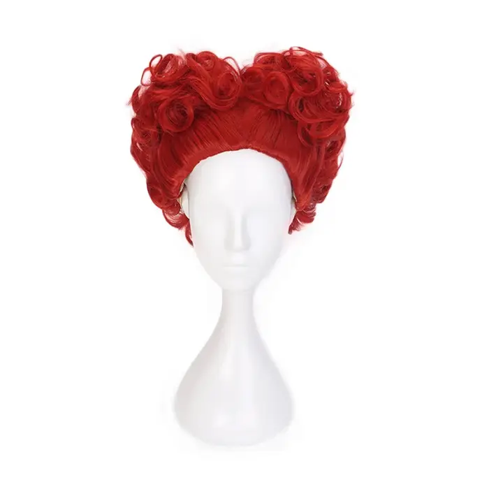 Perruque synthétique courte bouclée rouge la reine rouge, perruque de Costume de Cosplay résistante 