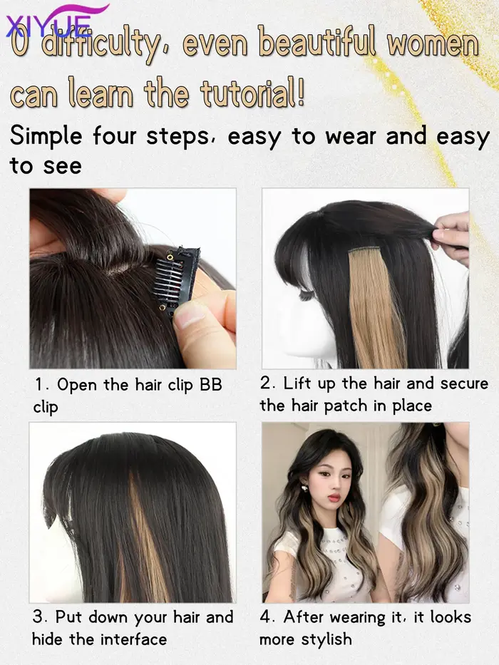 50 cm Extension de cheveux bouclés pince en postiche longue oreille suspendue perruque