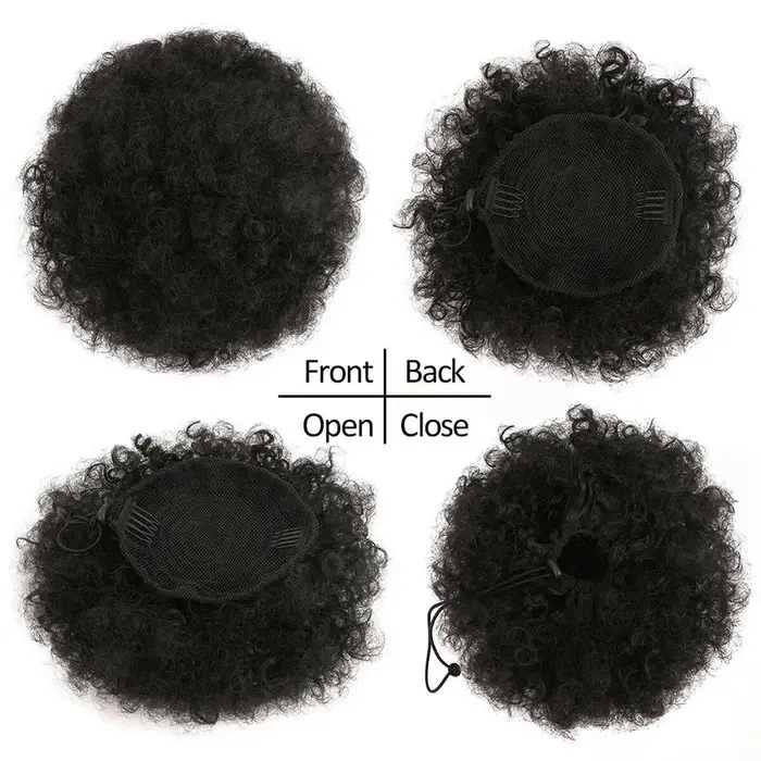 1PC femmes 10 pouces Afro crépus bouclés synthétique queue de cheval Extension avec cordon Style de base