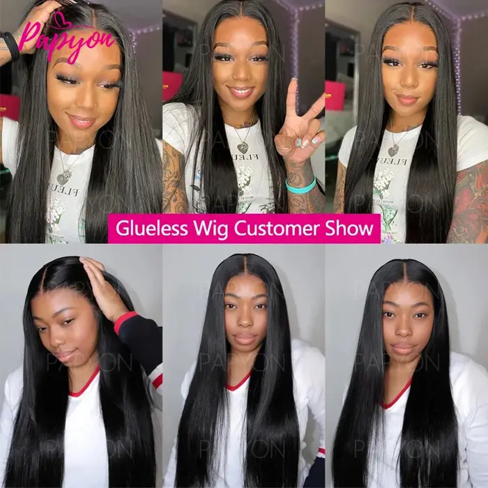 6x4 Straight Drawstring Human Hair Wig Perruques Cheveux Humains Sans Colle cordon de serrage 4x4 Re