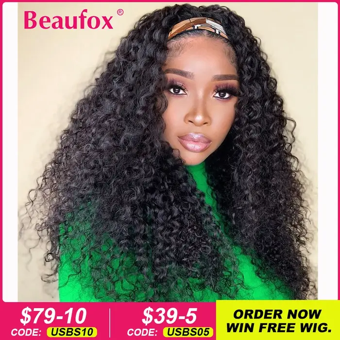 Beaufox vague d'eau bandeau perruque perruques de cheveux humains pour les femmes noires écharpe brésilienne faite à la