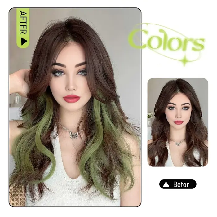 Extensions de cheveux synthétiques bouclés colorés 2 pièces/ensemble 50cm/60cm