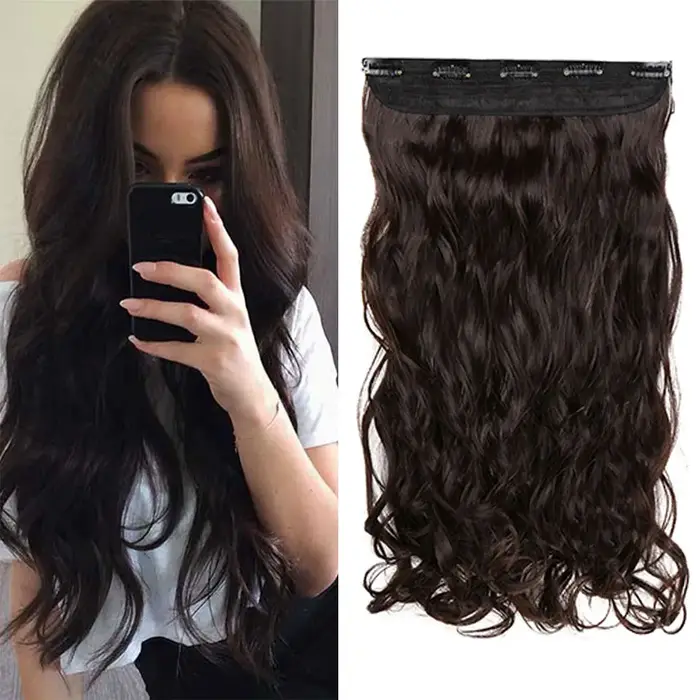 S-noilite synthétique longue pince ondulée en une seule pièce cheveux 4 longueurs Extension demi-tête naturelle fausse
