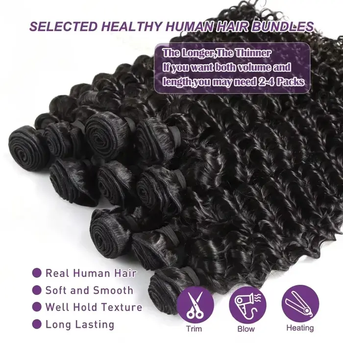 32 34 pouces vague profonde cheveux humains 1 3 4 paquets brésilien vierge Remy non transformés tiss