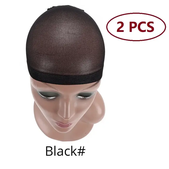 Nunify bonnets de perruque en filet de maille nue avec extrémité fermée pour perruques 2 pièces/paquet bonnet de bas de taille libre rouge café noir Begie marron 6 couleurs