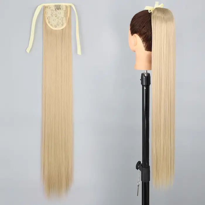 Extensions de queue de cheval synthétiques enrouler autour du Clip