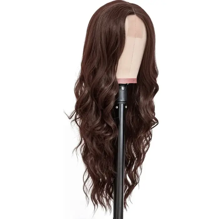 Perruque synthétique brun foncé à grandes boucles pour cosplay d'Halloween