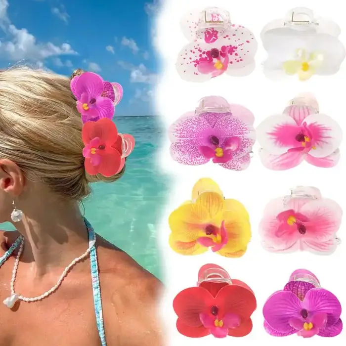 Pince à cheveux 7 cm avec fleurs artificielles