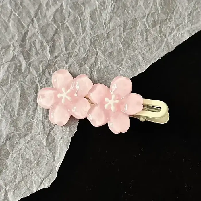 Pinces à cheveux en gelée de fleurs de cerisier, épingles à cheveux à fleurs roses et bleues pour fi